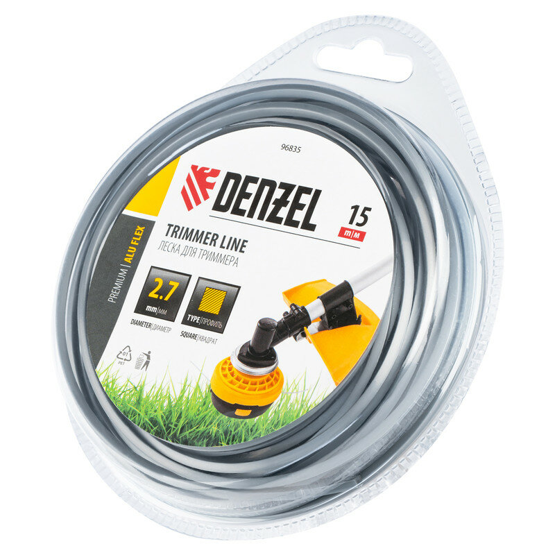 фото Леска для триммера армированная квадратная 2,7мм х 15м