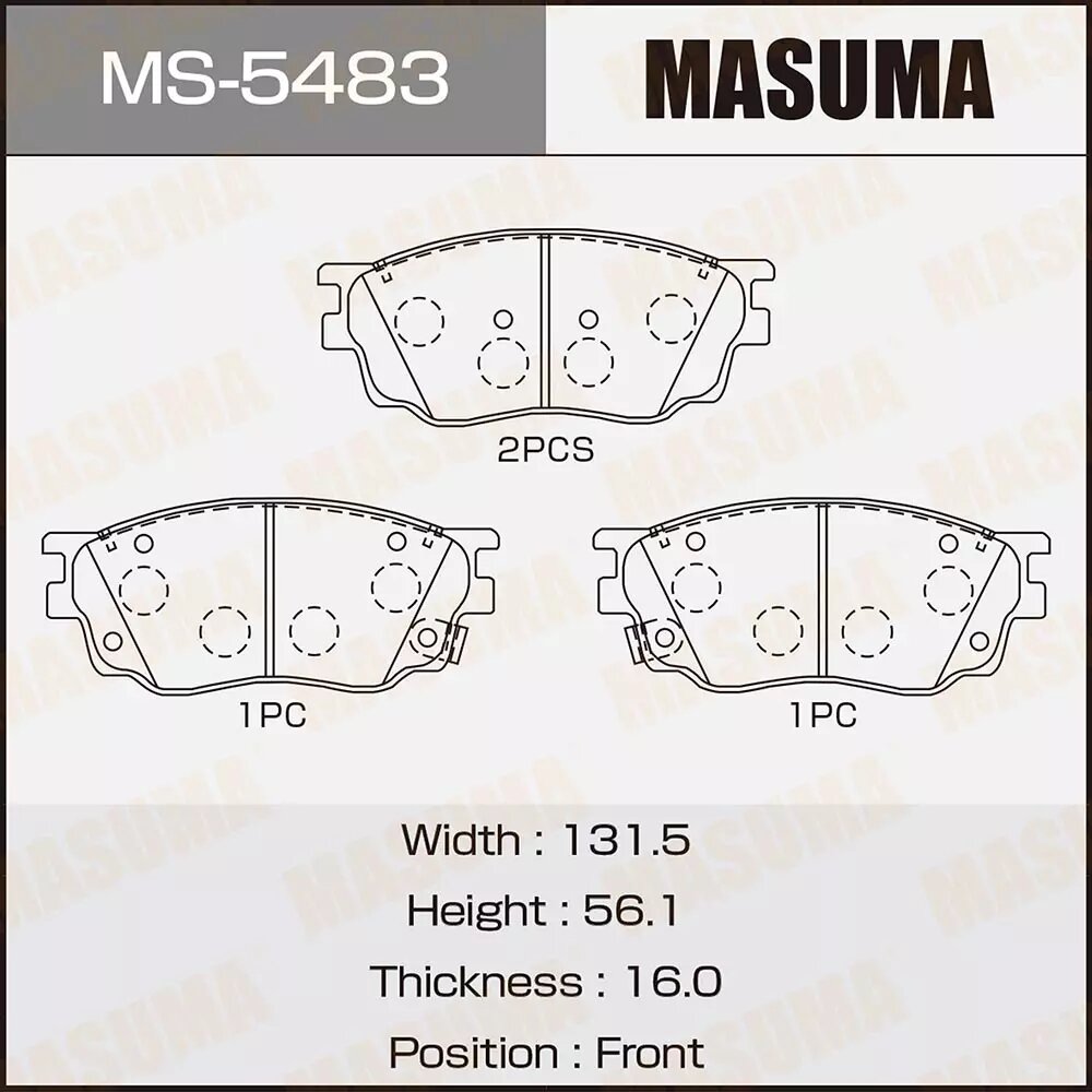 Тормозные колодки, MASUMA, MS-5483, передние, Mazda 6, 4 шт.