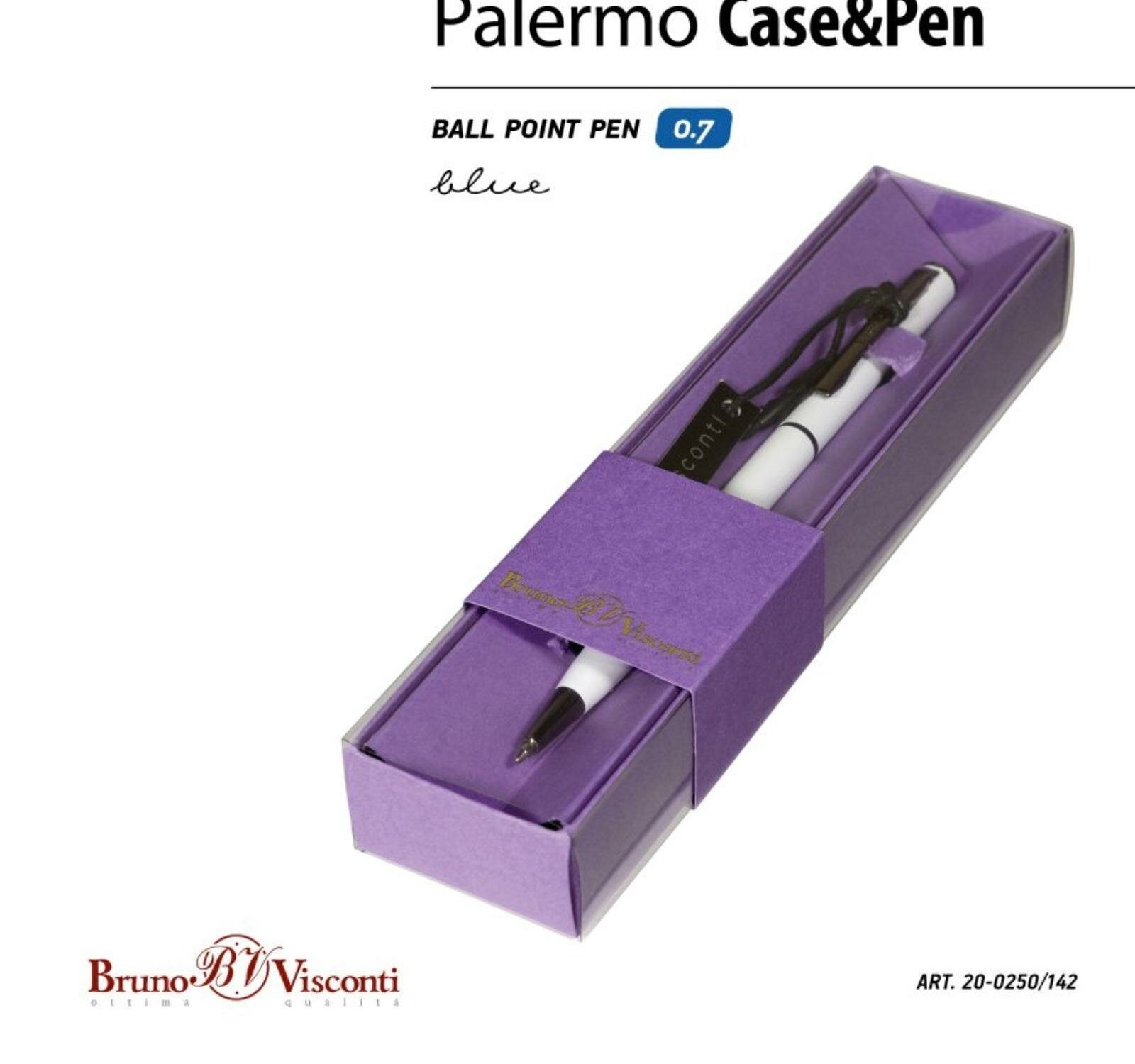 Ручка шариковая автоматическая Palermo, синяя, в футляре Bruno Visconti - фото №3