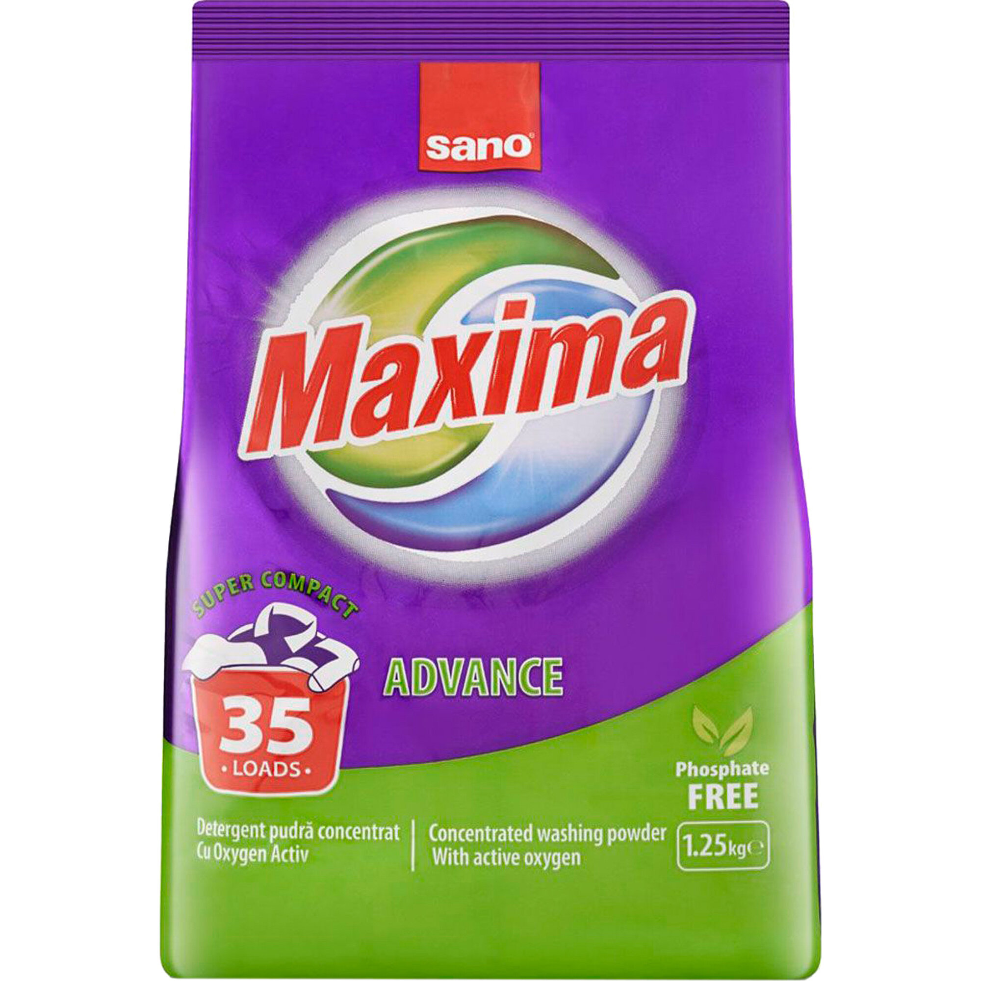 Sano Maxima Advance концентрированный универсальный стиральный порошок 35 стирок 1,25 кг