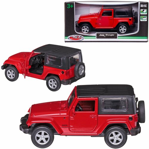 Машинка металлическая MSZ серия 1:43 Jeep Wrangler, цвет красный, инерционный механизм, двери открываются WE-16389R