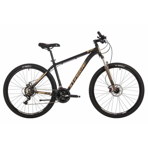 Горный (MTB) велосипед Stinger Element Evo 27.5 MD (2024) рама 20, черный/золотой, 27AHD. ELEMEVO.20GD4 горный mtb велосипед stinger element evo 27 5 2021 оранжевый 20 требует финальной сборки