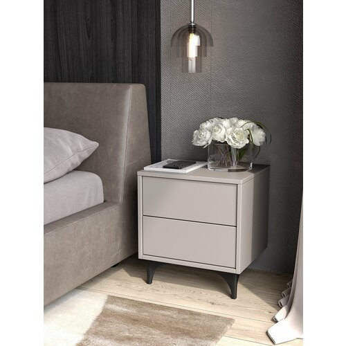 Тумба прикроватная на ножках цвет бежевый ящики открывание от нажатия push pull модель Флорида 42х36х46 см 6975₽