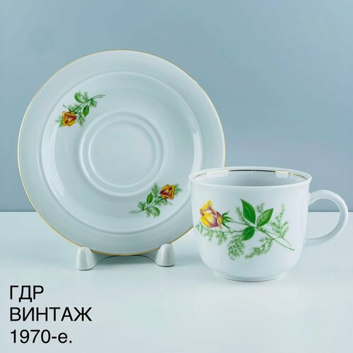 Винтажная чайная пара Цветок Фарфор Kahla ГДР 1970-е 2000₽