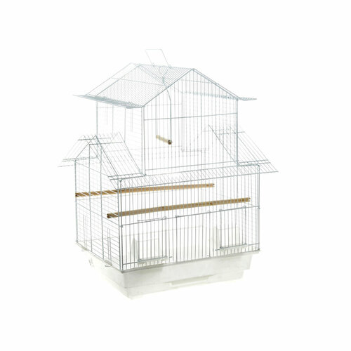 Кеша клетка для птиц, укомплектованная, 47х36х68 см игровой стенд для попугаев с жердочками