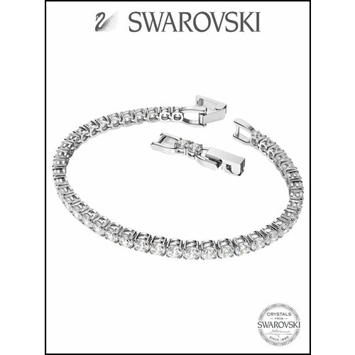 Браслет SWAROVSKI, кристаллы Swarovski, размер 16 см, размер M, серебристый