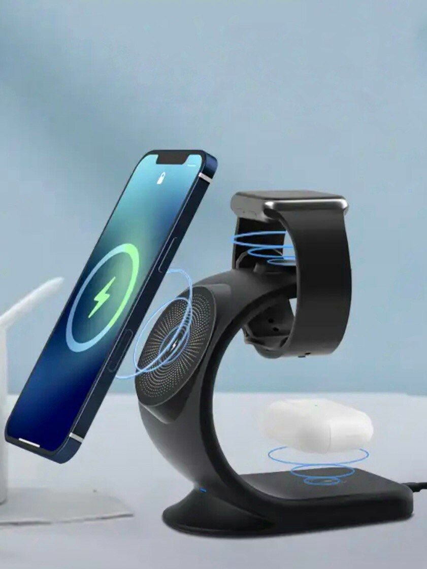 Беспроводная зарядная станция3 в 1 для iPhone, Watch, Air Pods/Сетевое зарядное устройство