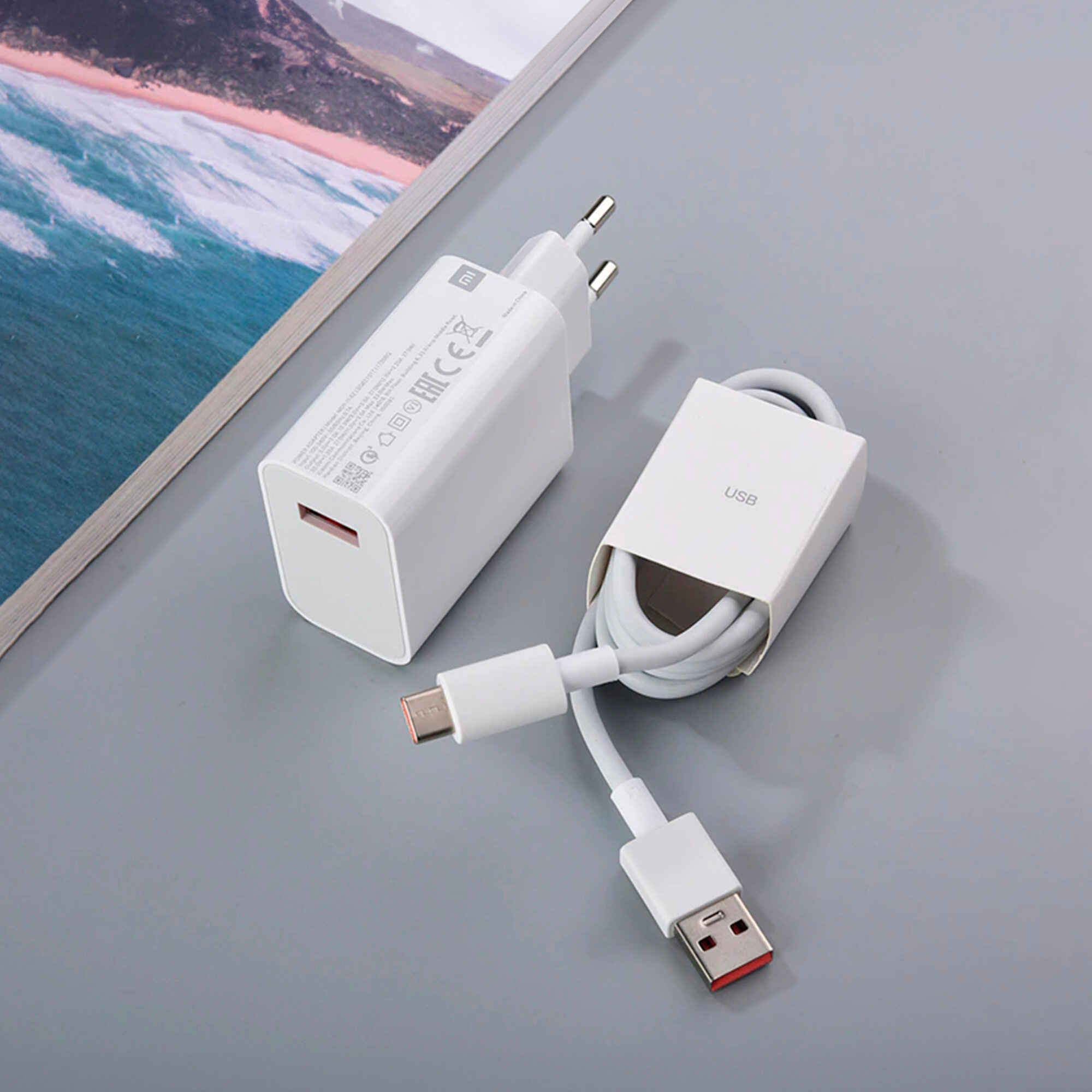 Сетевое зарядное устройство для Xiaomi 67W. Charger адаптер с USB входом (MDY-12-EU) в комплекте с кабелем Type-C USB 6A