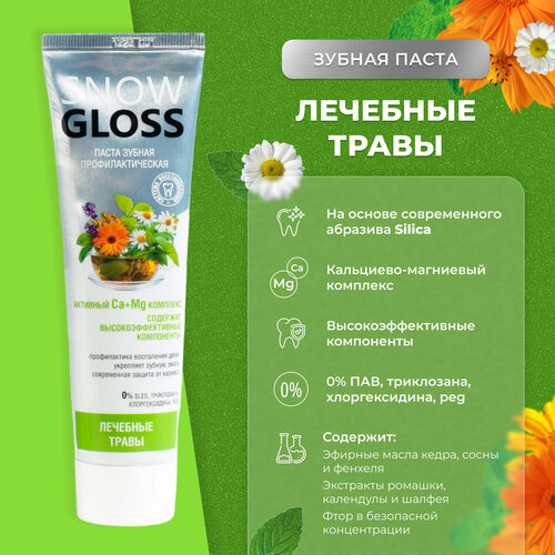 Зубная паста SnowGloss Лечебные травы, 100мл