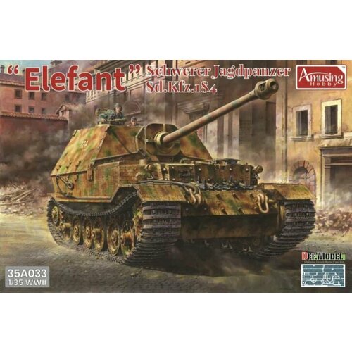 Сборная модель Самоходное орудие ELEFANT (интерьер + циммерит) Amusing Hobby 1/35 35a052 amusing hobby танк тип 72 урал полный интерьер 1 35