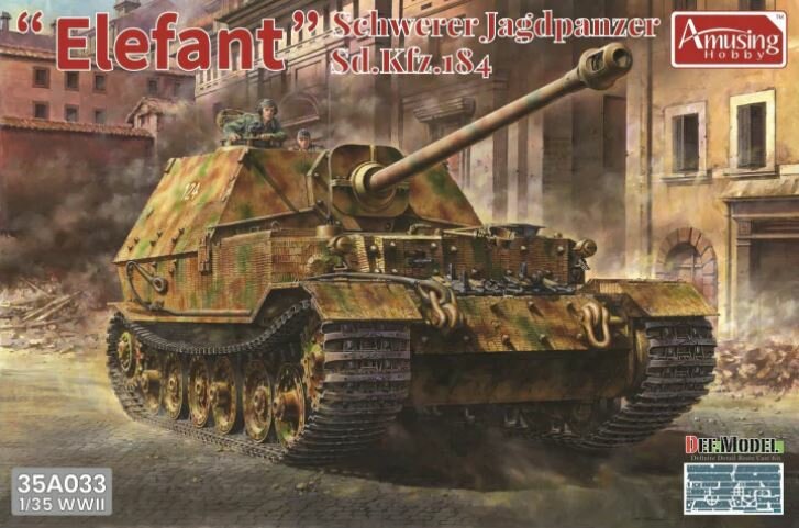 Сборная модель Самоходное орудие ELEFANT (интерьер + циммерит) Amusing Hobby 1/35