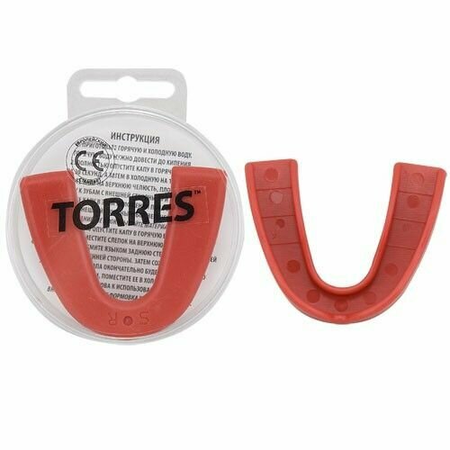 Капа боксерская TORRES PRL1021RD, термопластичная, красный капа боксерская torres prl1021wt термопластичная белый