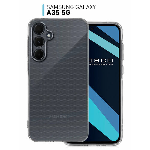 Чехол ROSCO для Samsung Galaxy A35 (Самсунг Галакси А35) с защитой блока камеры, силиконовый чехол, аккуратные вырезы, гибкий, прозрачный чехол чехол на samsung galaxy a35 самсунг галакси а35 черный матовый силиконовый с защитой бортиком вокруг камер miuko