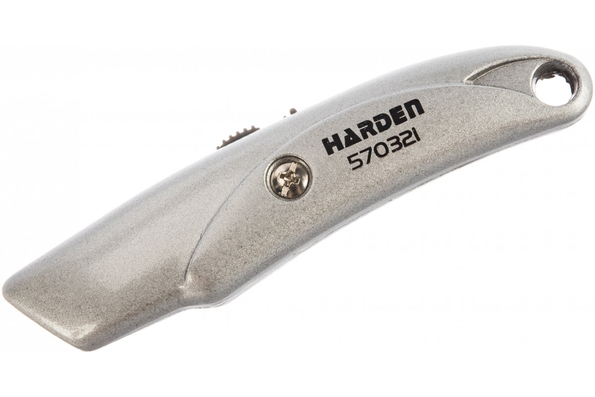 Нож HARDEN закрытый Шарк, 18 мм, выдвижное трапециевидное лезвие, цельноалюминиевый корпус 570321