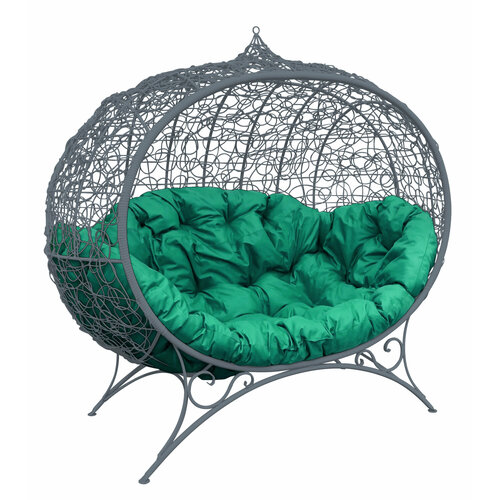 Диван M-group улей на ножках с ротангом серый зелёная подушка 37950₽