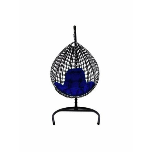 Подвесное кресло M-group капля люкс двуцветное с ротангом чёрное/белое синяя подушка подвесное кресло кокон m group капля с ротангом белое синяя подушка
