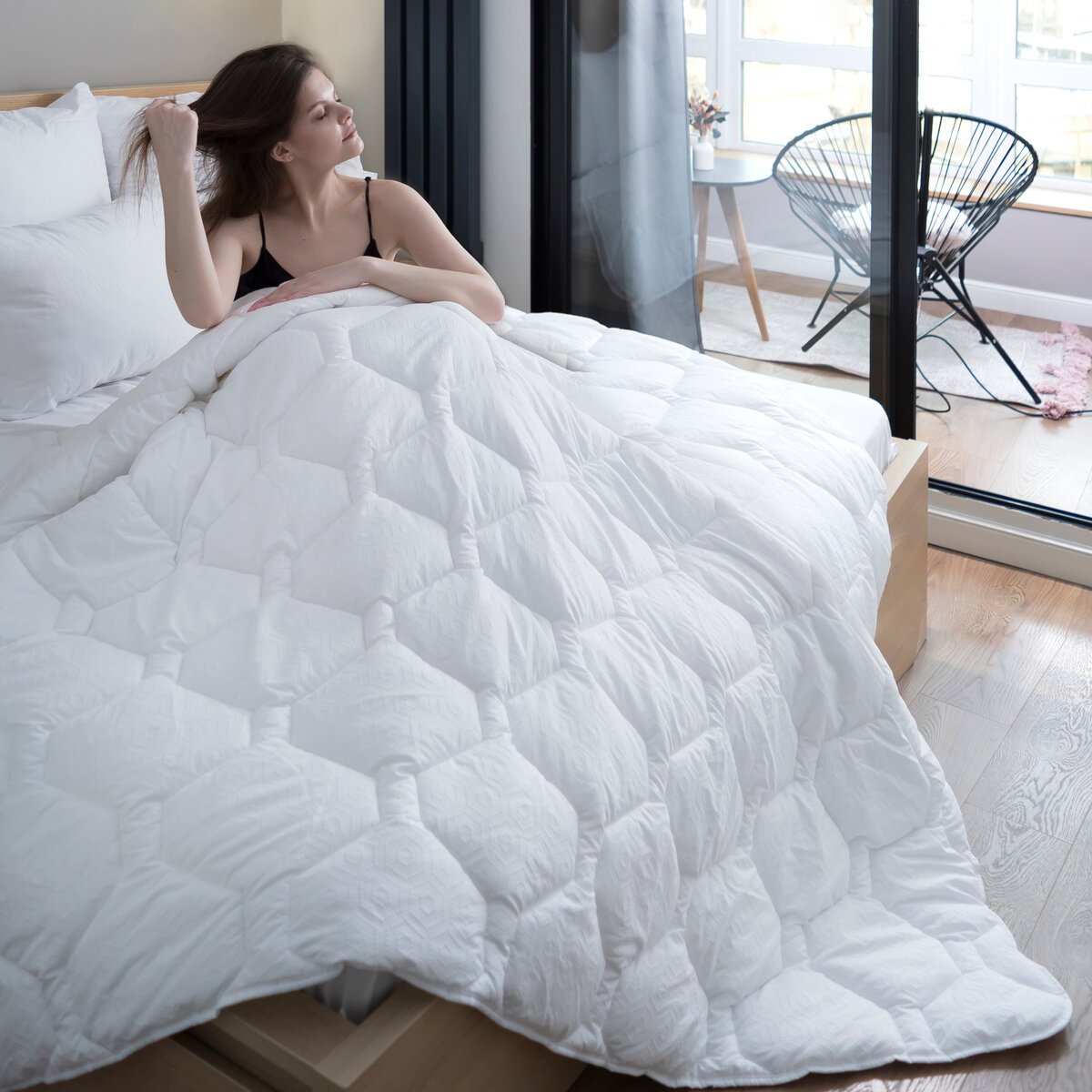 Одеяло Мягкий сон 1,5 спальное 140x205 см белое стеганое мягкое воздушное /для сна, для дома , в подарок / для дачи / всесезонное / для взрослых / для детей / для беременных
