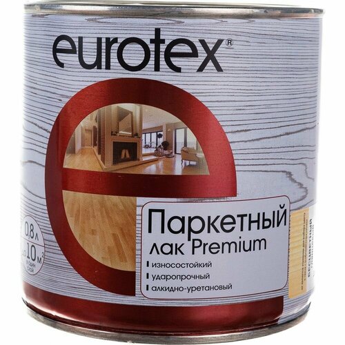 Паркетный лак Eurotex Premium глянцевый 0.8 л 6 15862 лак eurotex паркетный глянцевый 2 2л