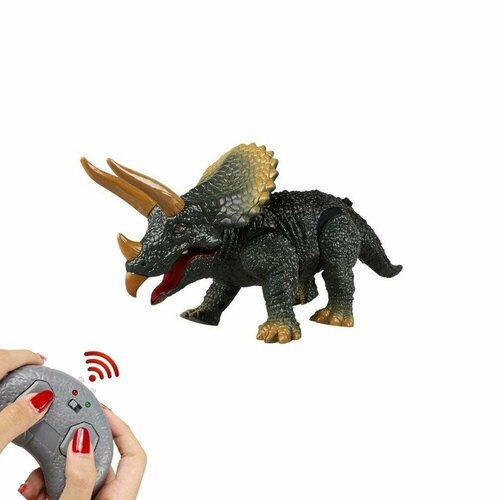 Динозавр радиоуправляемый КНР свет, звук, в коробке динозавр на пульте р у глаза светятся стреляет 3 стрелы ходит робот динозавр интерактивная развивающая игрушка подарок ребенку