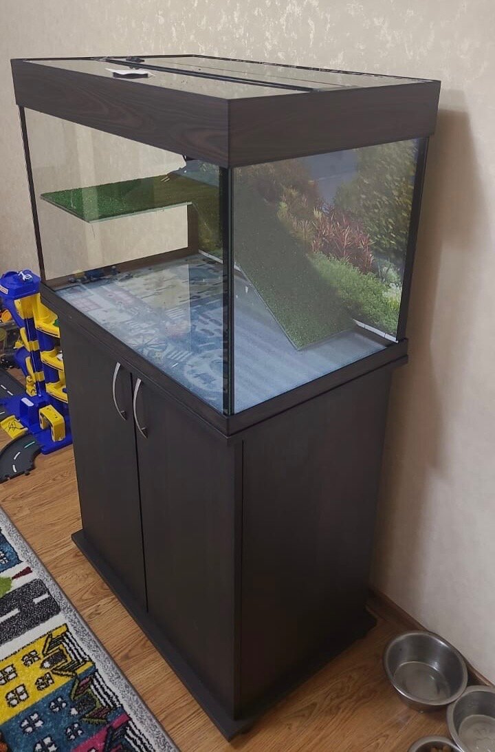 Террариум для черепахи 100 л AquariumBest с тумбой цвет Венге 66х41х47 (ДхШхВ)