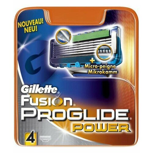 GILLETTE Кассеты FUSION PROGLIDE Power (4шт.) сменные кассеты для станка gillette fusion power 4шт