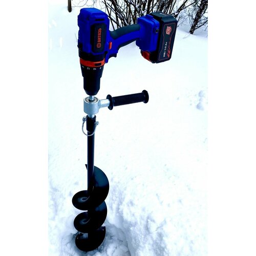 Аккумуляторный бесщеточный шуруповерт для рыбалки Адаптер для ледобура 20мм под шуруповерт 12мм Шнек ледобура SMS-150R по часовой стрелке диаметр 150 мм 24855₽