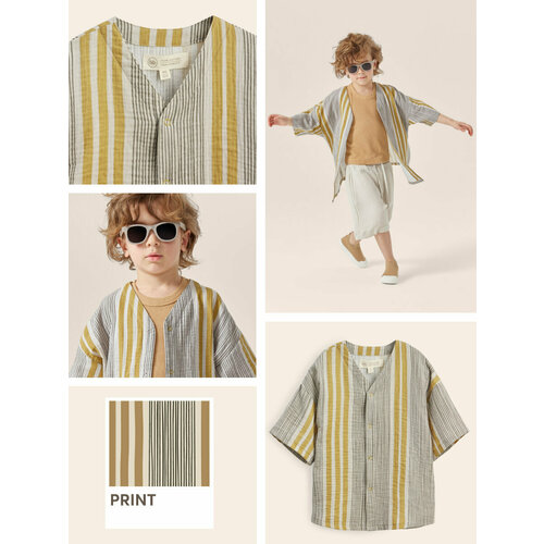 Рубашка Happy Baby, размер 110-116, коричневый, желтый рубашка happy baby размер 110 116 синий коричневый