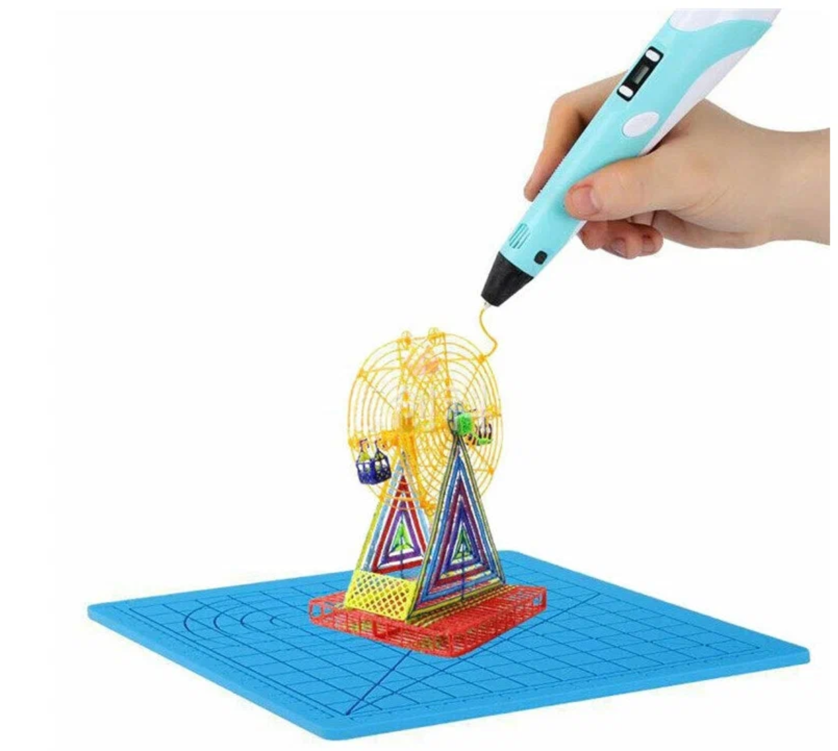 3D ручка «3D Pen-2» поколение с дисплеем (3Д ручка ПЭН 2) голубая