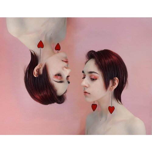 Серьги цепочки KATE SHO, стекло, красный