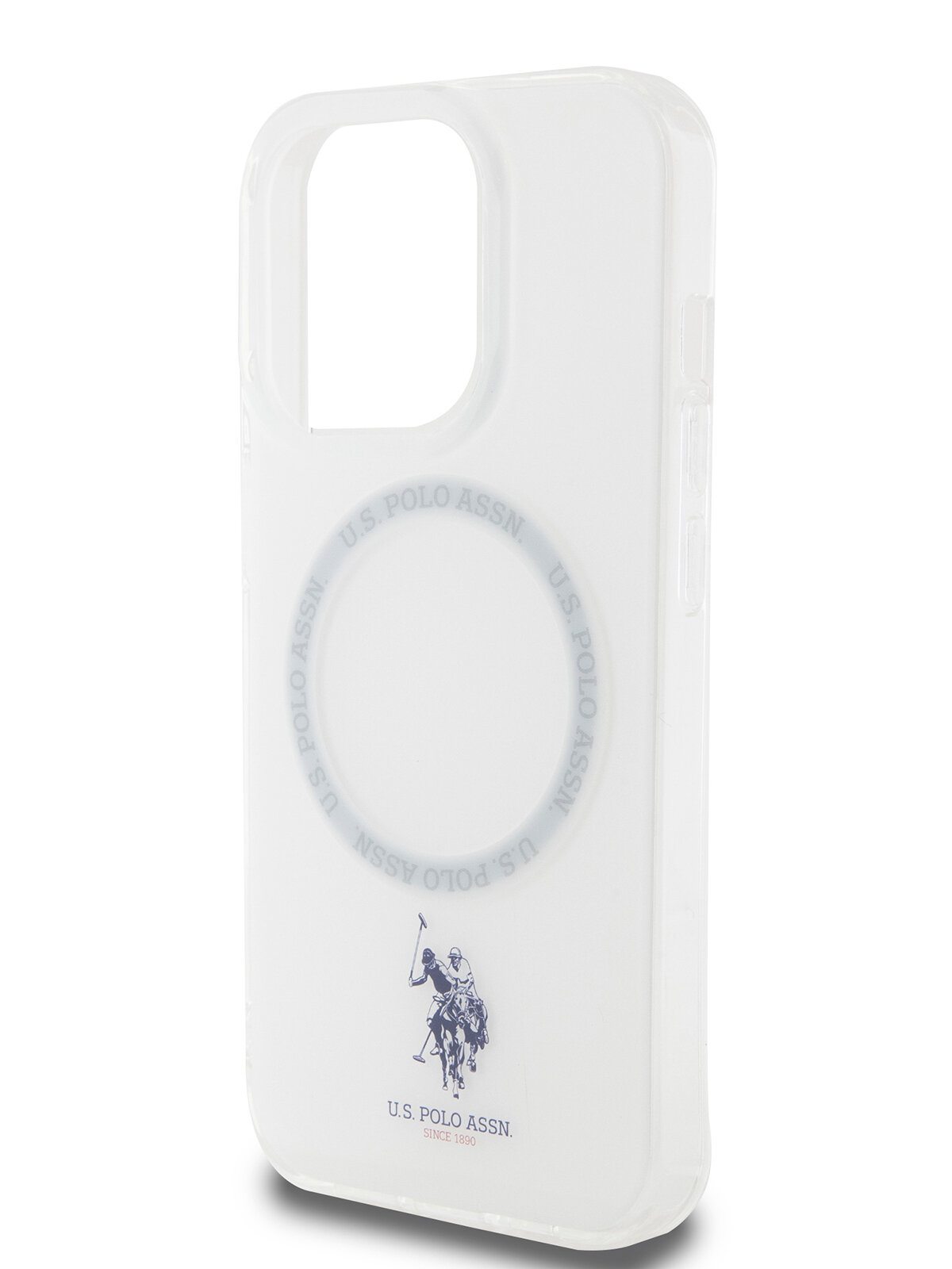 U.S. Polo для iPhone 15 Pro чехол PC/TPU Double Horse logo with Ring Hard White (MagSafe)