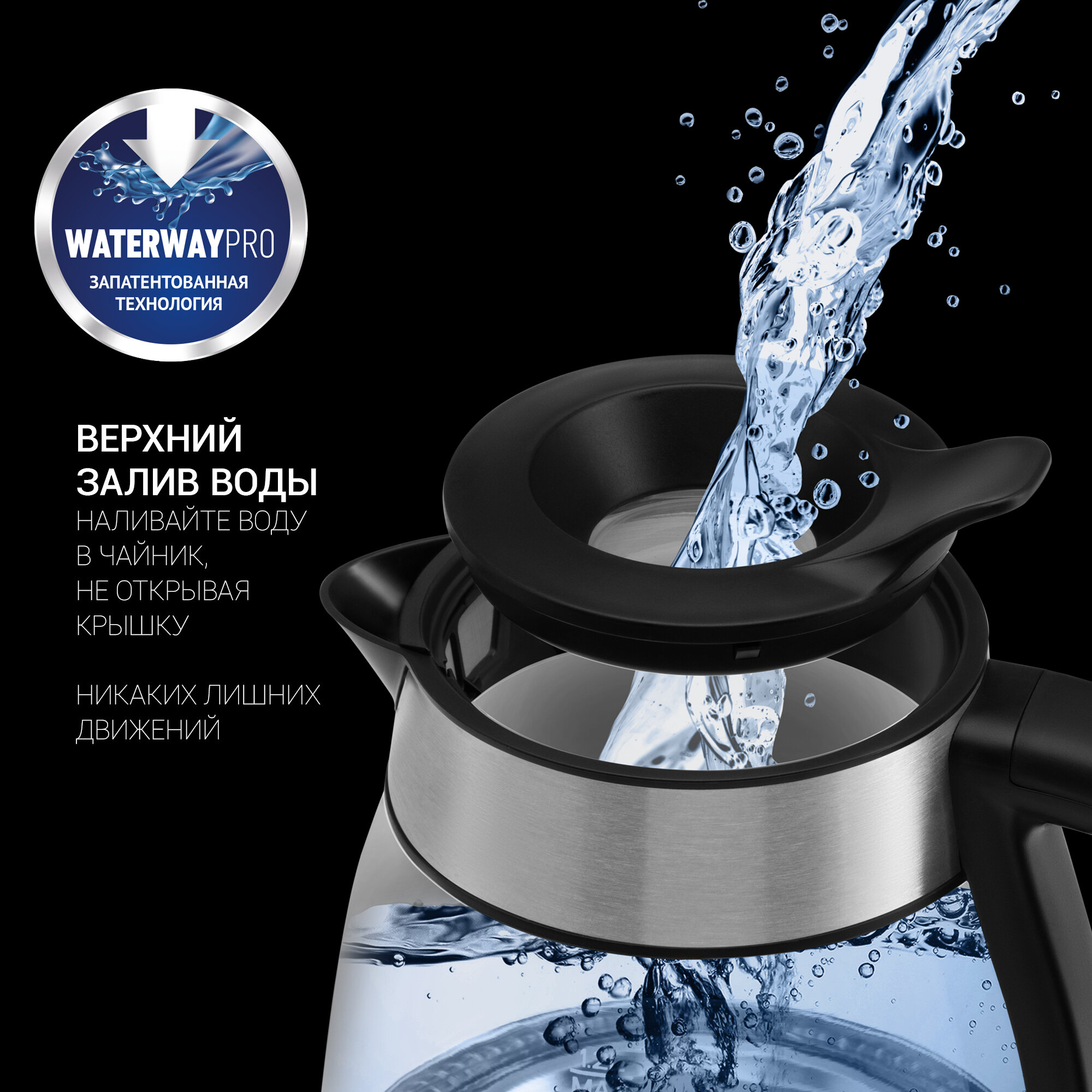 Электрический чайник Polaris PWK 1211CGL Water Way Pro