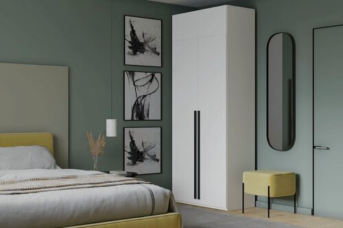 Изображение товара Шкаф распашной МебельЛэнд24 Лорена Пакс - 2 с антресолью Белый 80x70x250 для одежды двухдверный