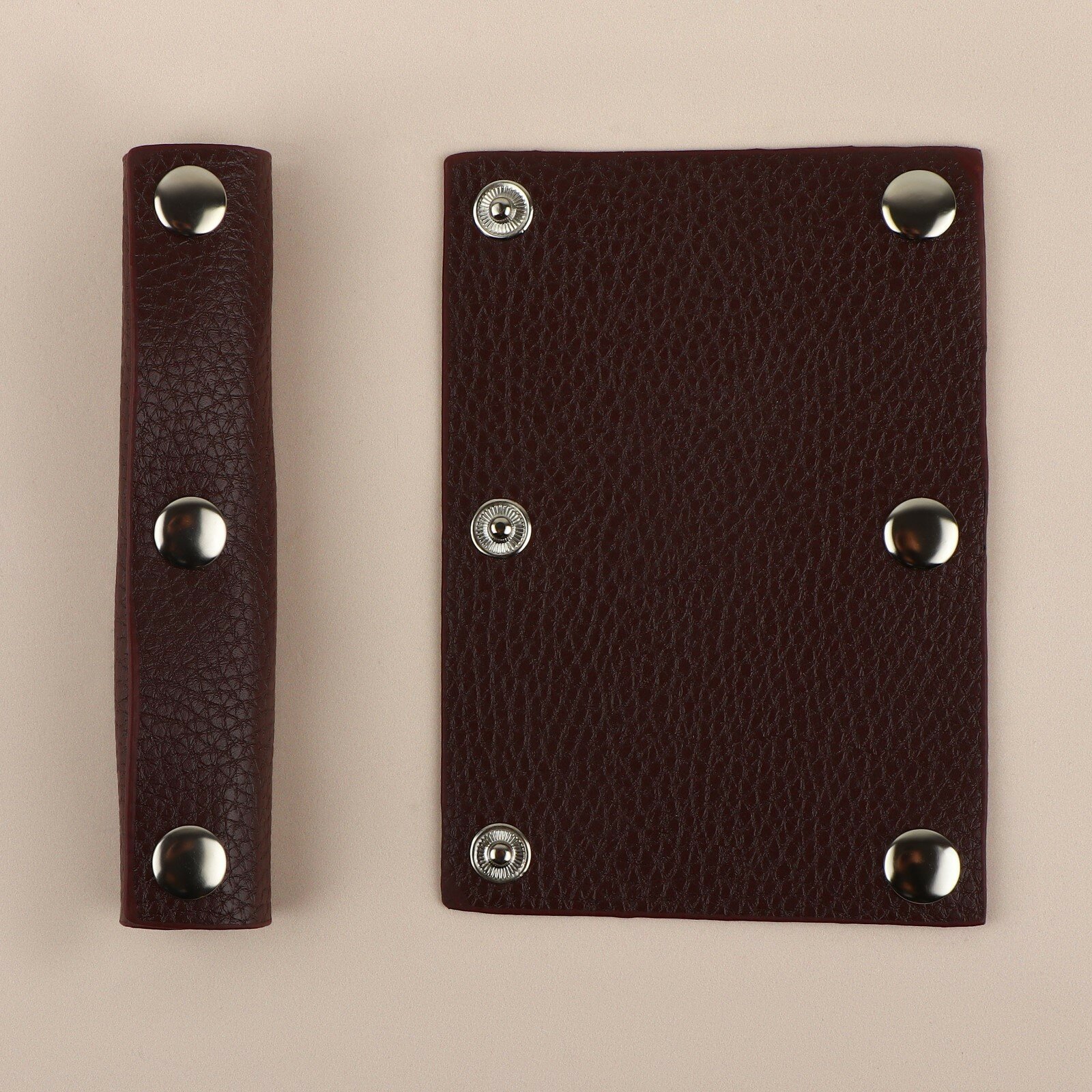 Накладки на ручку для сумки, на кнопках, 13 × 9 см, 2 шт, цвет тёмно-коричневый — фото 1