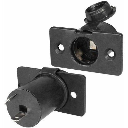 TD-53, Розетка прикуривателя , 12 В, с крышкой, с посадочными фланцами, черный пластик