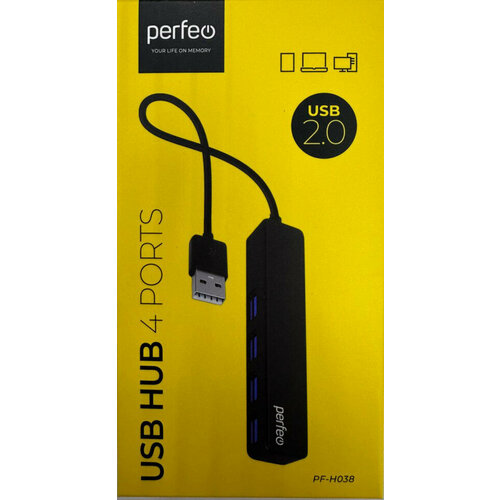 Perfeo USB-HUB 4 Port, (PF-D0784 Black) чёрный usb hub perfeo 4 port pf hyd 6001h black