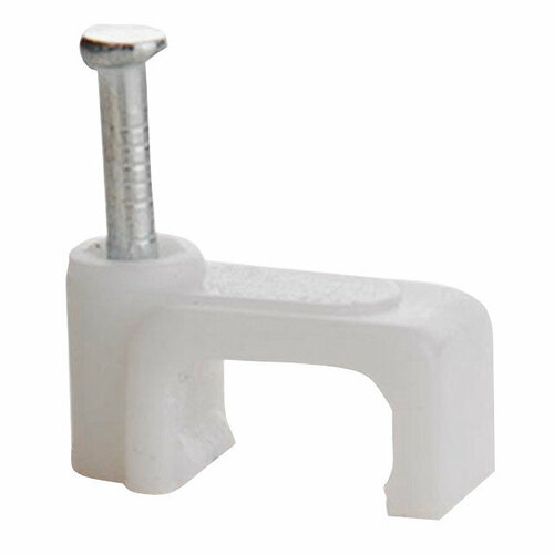 Скоба для крепления кабеля прямоугольная 6мм 50 штук белая 445₽