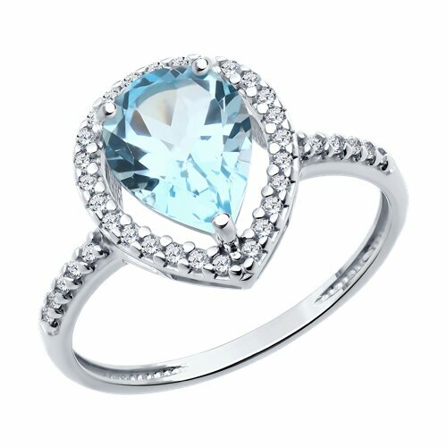 Кольцо Diamant online, серебро, 925 проба, фианит, топаз