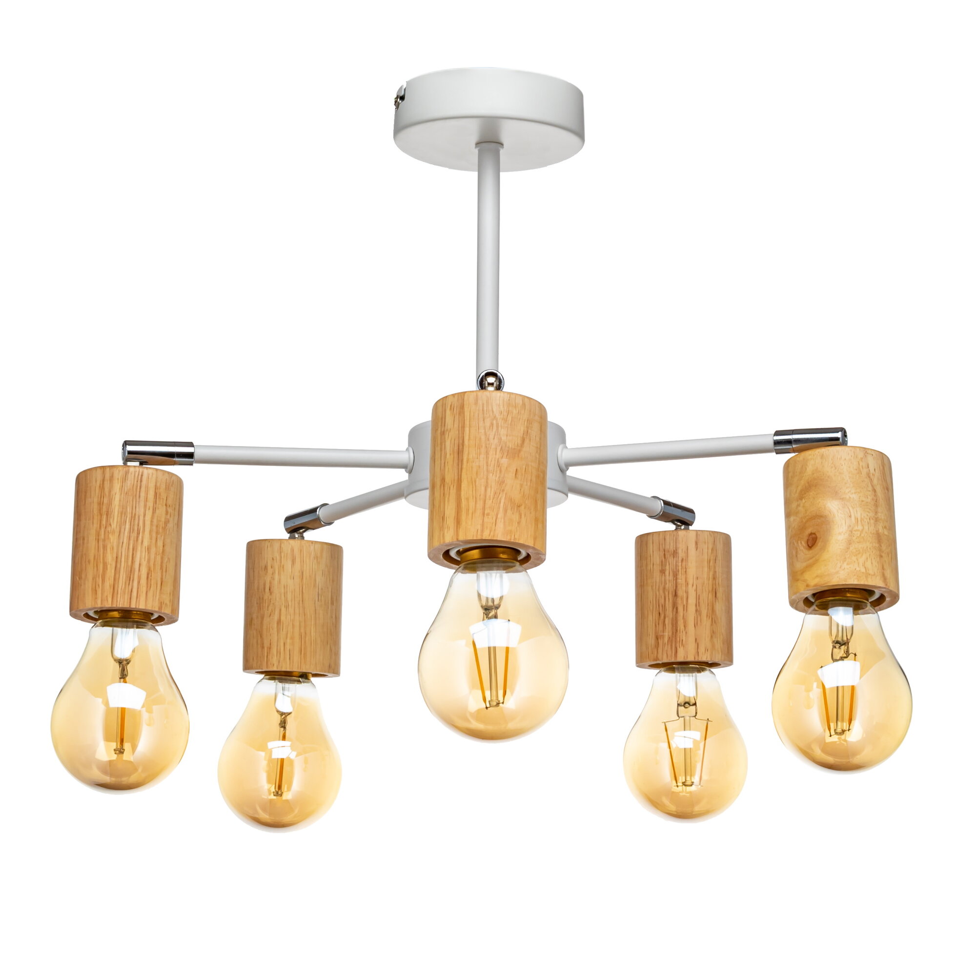 люстра потолочная LAMPLANDIA Timber 5х60Вт Е27 металл белый - фото №7