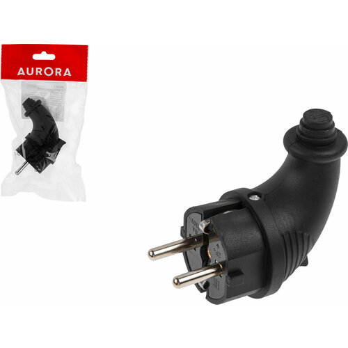 Вилка электрическая угловая с заземлением 16А 250В AURORA STARTUL черная A100-011 583₽