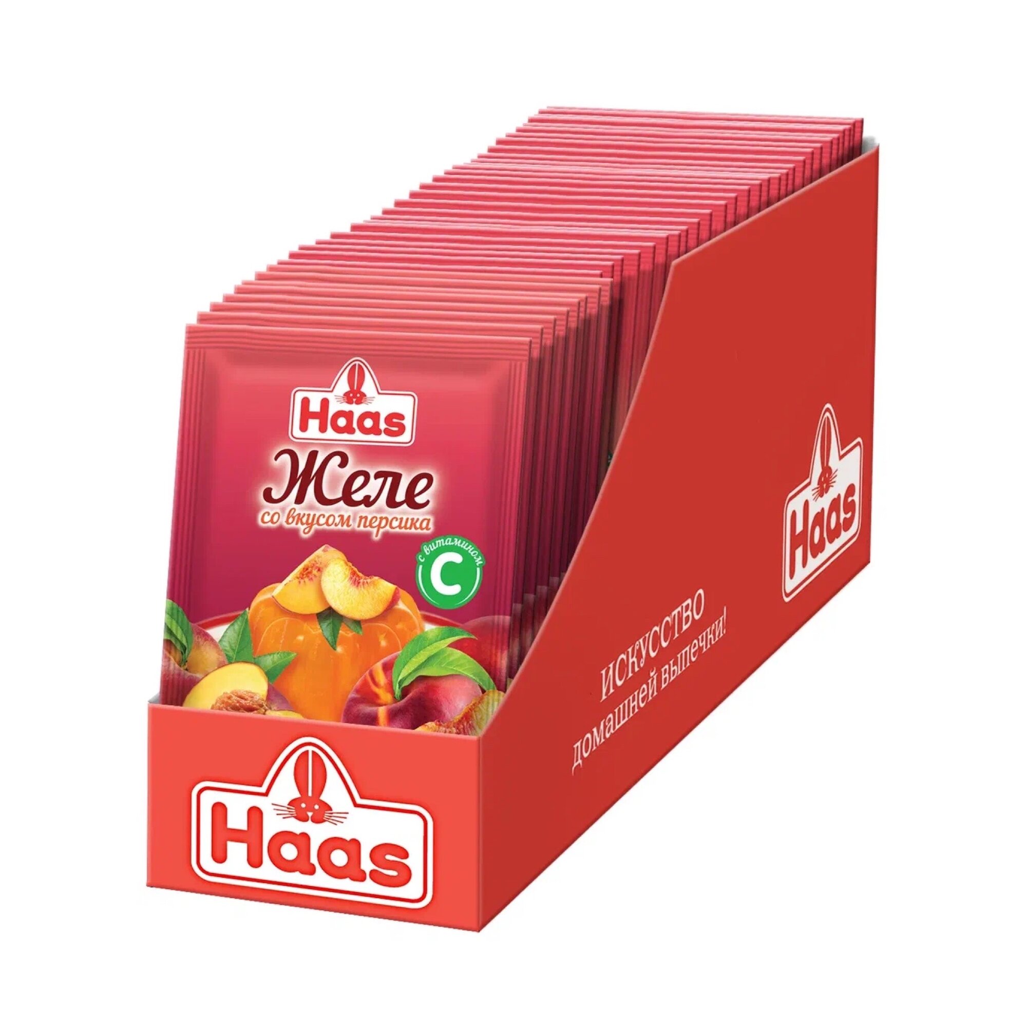 Желе Haas, быстрый десерт со вкусом персика и с витамином С, 50 г
