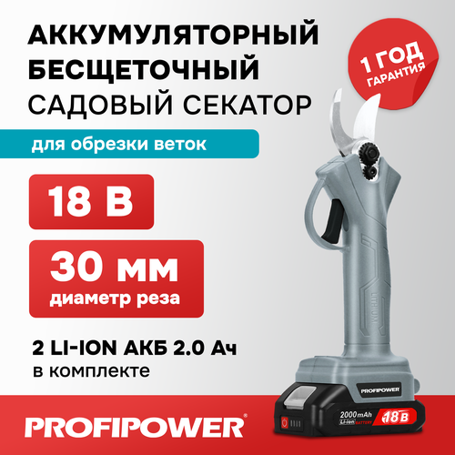 Секатор аккумуляторный бесщеточный MKGSP-18V Profipower (2 АКБ 2,0 Ач 18 В, зап. лезвие, зу, кейс)