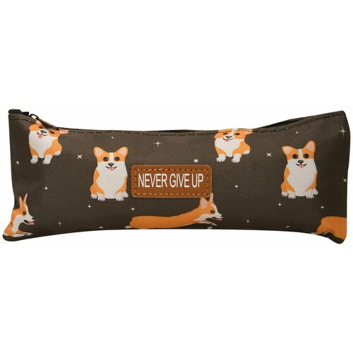 Пенал-косметичка для школы 1 отд Creativiki корги 200x90x5 мм черн полиэстер 200₽