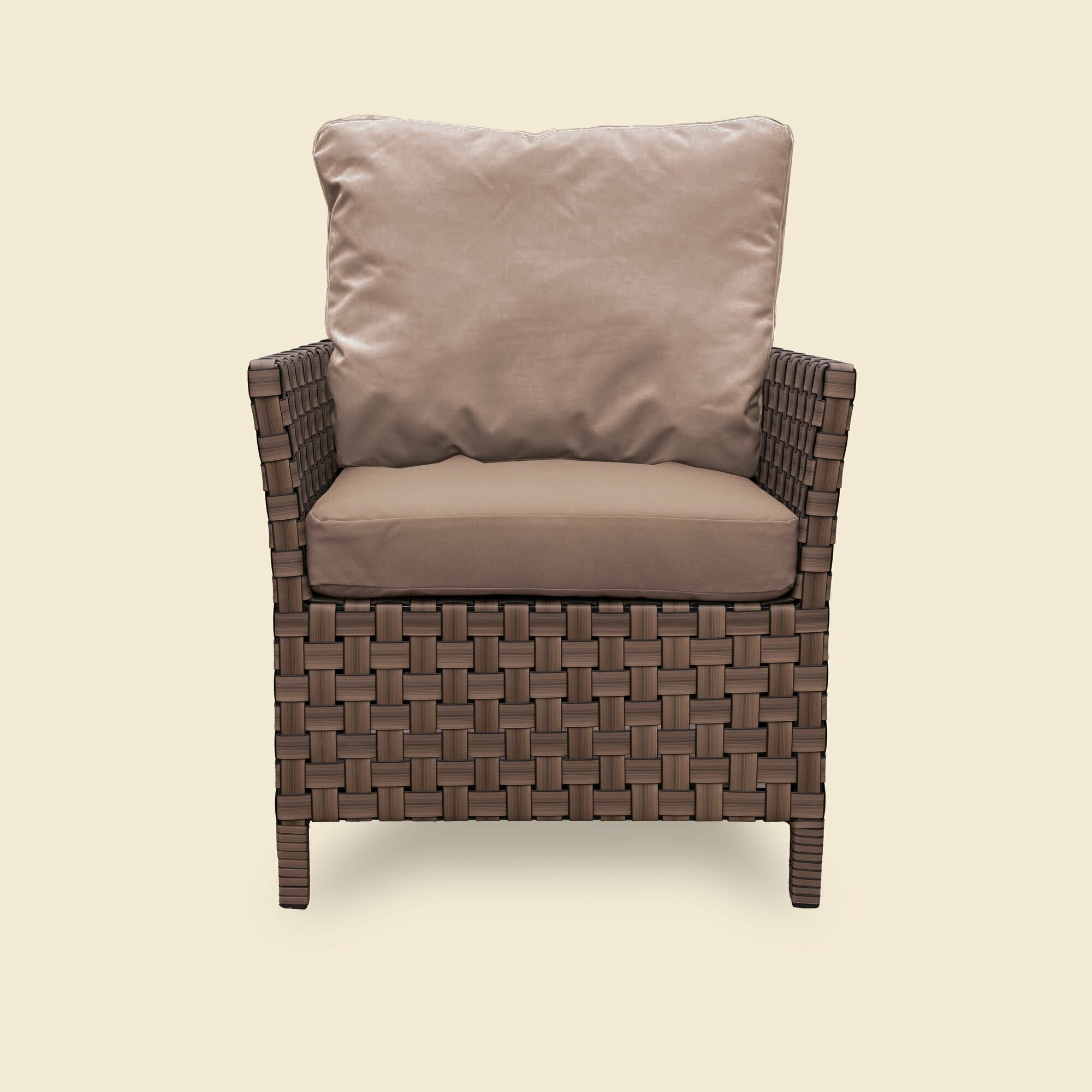 Кресло плетеное из ротанга STILO, шоколад, темные подушки