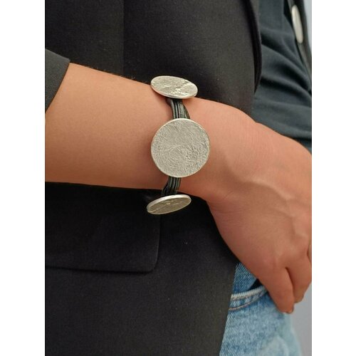 Браслет Svetti, 1 шт., размер 24 см, серебристый/черный