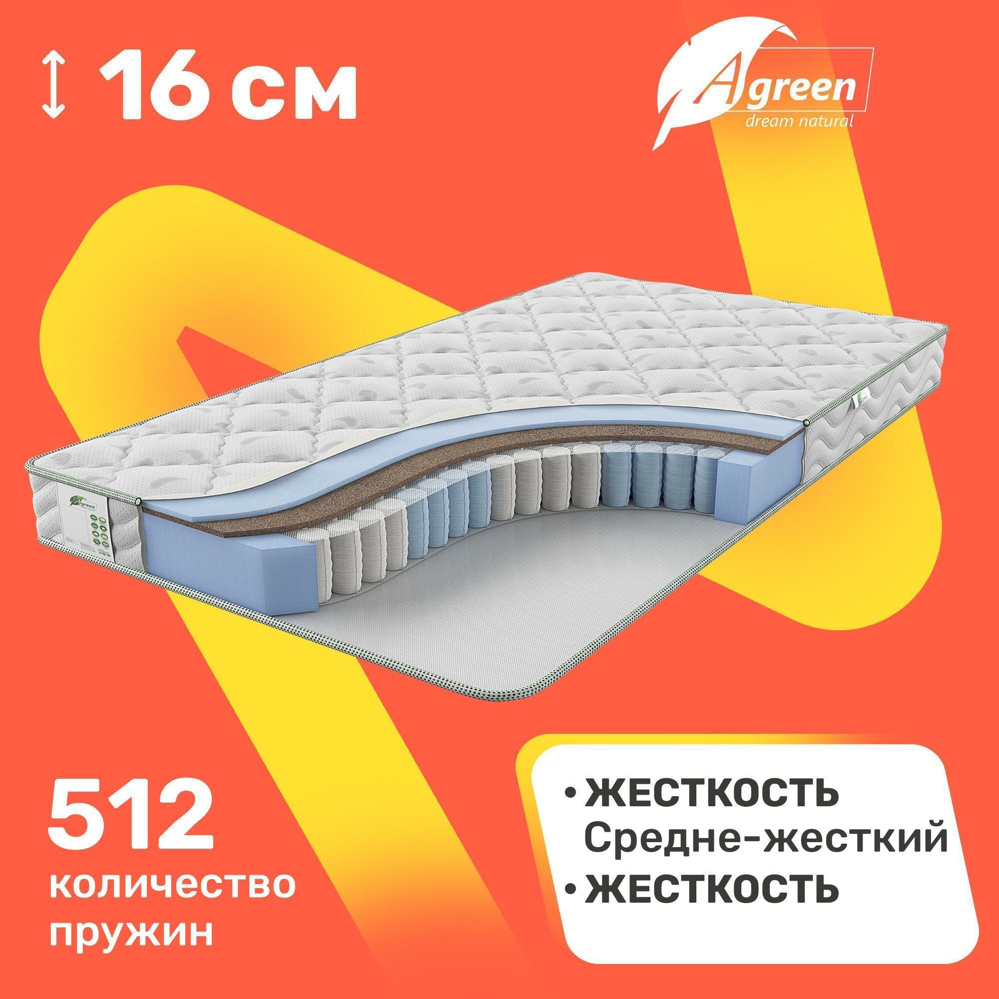 Матрас c независимыми пружинами Agreen Clean Sochi 120x190