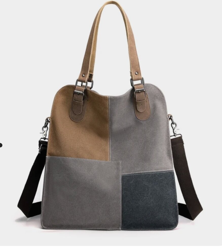 фото Холщовая повседневная женская сумка-тоут, Винтажная сумка через плечо.