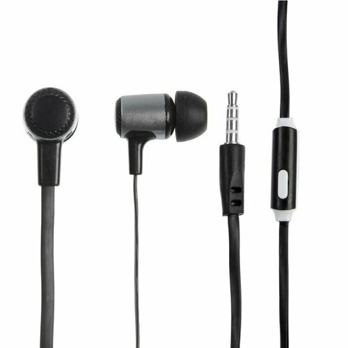 Наушники LuazON W-03 вакуумные микрофон плоский провод черный комплект из 16 шт 2288₽