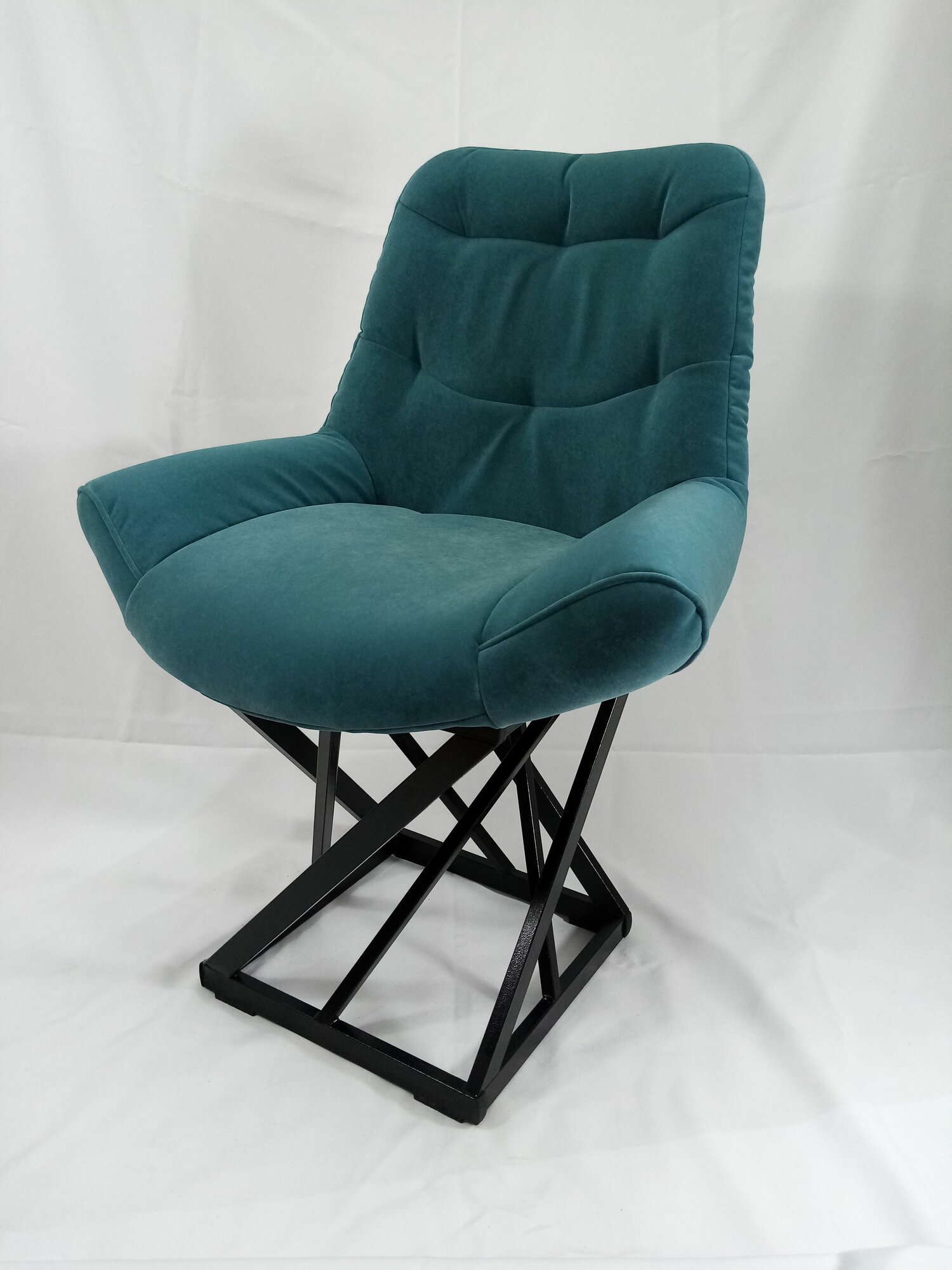 фото Стул Лофт Crown Grand Антикоготь флок голубая ель, каркас черный (высота сиденья 48 см)