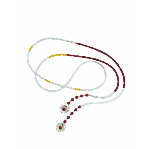 Колье Piperita, перламутр, длина 120 см, оранжевый, белый