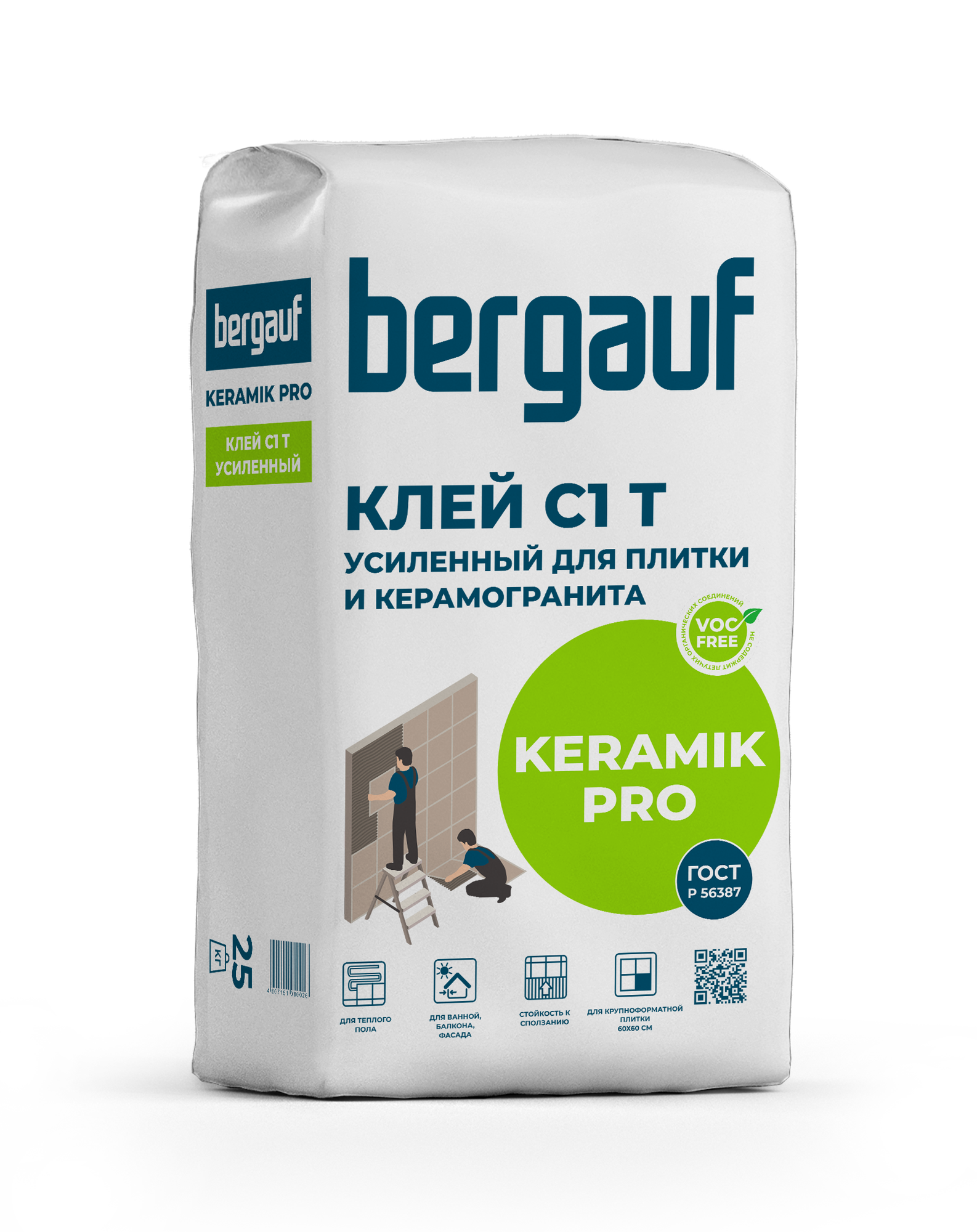 фото Клей для плитки Bergauf Keramik Pro класс С1 усиленный 25 кг